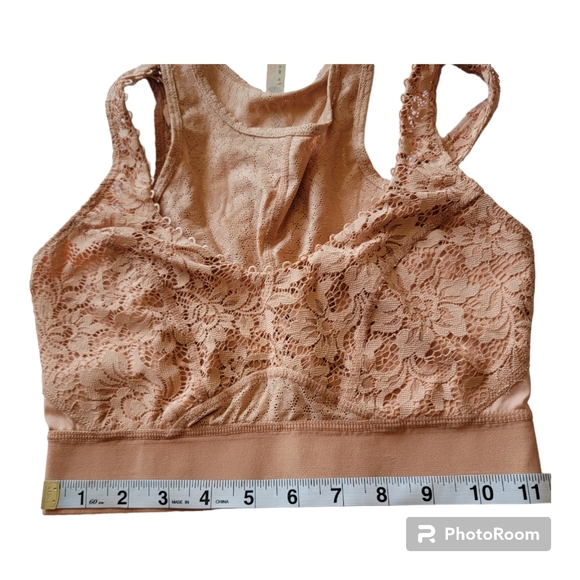 Free People Double Layer Lace Wireless Sport Bralette Nude W/Peachy Tone Size XS - Picture 6 of 12